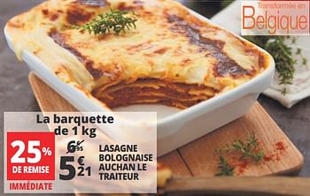 Promoties Lasagne bolognaise auchan le traiteur - Huismerk - Auchan - Geldig van 18/04/2018 tot 24/04/2018 bij Auchan