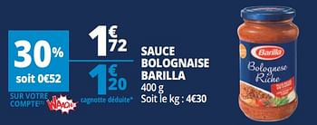Promotions Sauce bolognaise barilla - Barilla - Valide de 18/04/2018 à 24/04/2018 chez Auchan Ronq