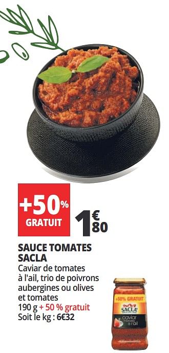 Promotions Sauce tomates sacla - Sacla - Valide de 18/04/2018 à 24/04/2018 chez Auchan Ronq
