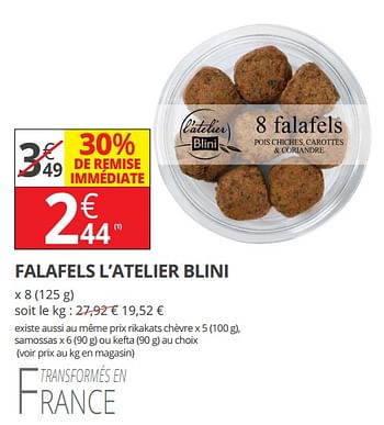 Promotions Falafels l`atelier blini - Produit Maison - Auchan Ronq - Valide de 18/04/2018 à 29/04/2018 chez Auchan Ronq