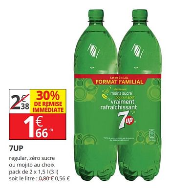 Promotions 7up regular, zéro sucre ou mojito au choix - 7-Up - Valide de 18/04/2018 à 29/04/2018 chez Auchan Ronq