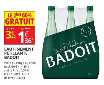 Promotions Eau finement pétillante badoit - Badoit - Valide de 18/04/2018 à 29/04/2018 chez Auchan Ronq