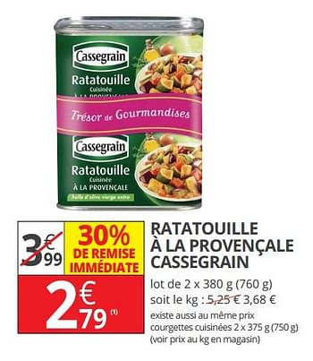 Promotions Ratatouille à la provençale cassegrain - Cassegrain - Valide de 18/04/2018 à 29/04/2018 chez Auchan Ronq