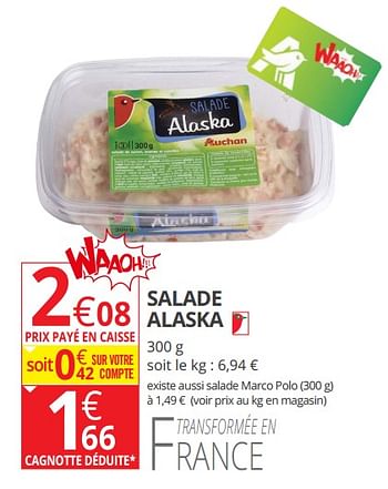 Promotions Salade alaska - Produit Maison - Auchan Ronq - Valide de 18/04/2018 à 29/04/2018 chez Auchan Ronq