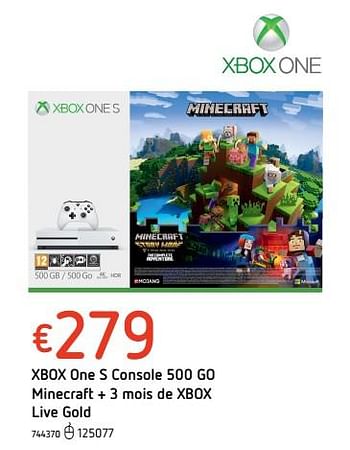 Promotions Xbox one s console 500 go minecraft + 3 mois de xbox live gold - Microsoft Game Studios - Valide de 26/04/2018 à 12/05/2018 chez Dreamland