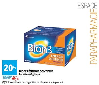 Promotions Bion 3 énergie continue - Merck - Valide de 18/04/2018 à 30/04/2018 chez Auchan Ronq