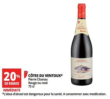 Promotions Côtes du ventoux - Vins rouges - Valide de 18/04/2018 à 30/04/2018 chez Auchan Ronq