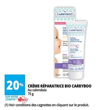 Promotions Crème réparatrice bio carryboo au calendula - Carryboo - Valide de 18/04/2018 à 30/04/2018 chez Auchan Ronq