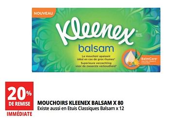 Promoties Mouchoirs kleenex balsam x 80 - Kleenex - Geldig van 18/04/2018 tot 30/04/2018 bij Auchan