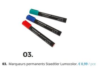 Promotions Marqueurs permanents staedtler lumocolor - Staedtler - Valide de 11/04/2018 à 29/06/2018 chez Ava