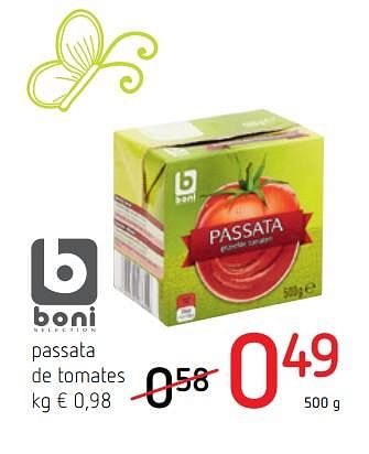 Promotions Passata de tomates - Boni - Valide de 12/04/2018 à 25/04/2018 chez Spar (Colruytgroup)