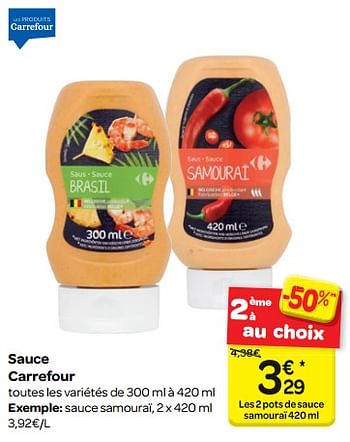 Promotions Sauce carrefour - Produit maison - Carrefour  - Valide de 18/04/2018 à 30/04/2018 chez Carrefour
