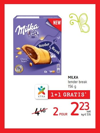 Promotions Milka tender break - Milka - Valide de 12/04/2018 à 25/04/2018 chez Spar (Colruytgroup)