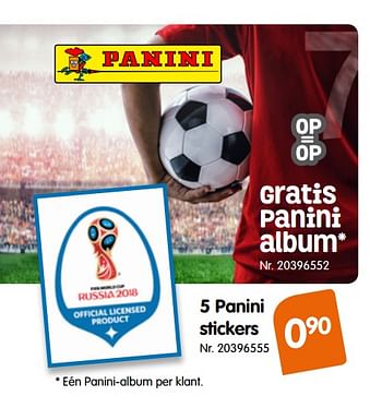 Promoties 5 panini stickers - Panini - Geldig van 03/04/2018 tot 18/06/2018 bij Fun
