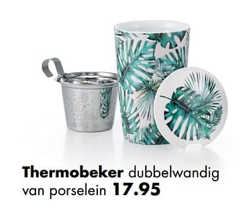 Promoties Thermobeker dubbelwandig van porselein - Huismerk - Multi Bazar - Geldig van 18/04/2018 tot 31/05/2018 bij Multi Bazar