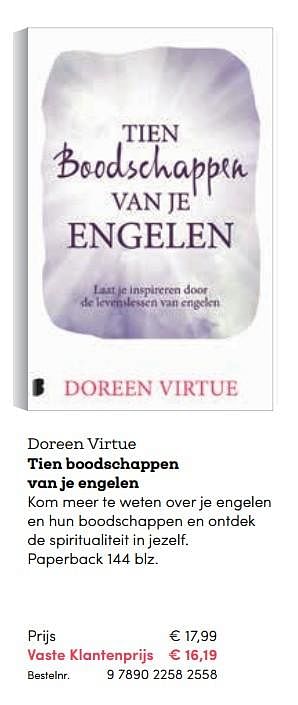 Promoties Doreen virtue tien boodschappen van je engelen - Huismerk - BookSpot - Geldig van 16/04/2018 tot 30/06/2018 bij BookSpot
