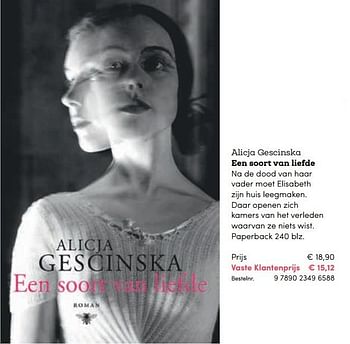 Promoties Alicja gescinska een soort van liefde - Huismerk - BookSpot - Geldig van 16/04/2018 tot 30/06/2018 bij BookSpot