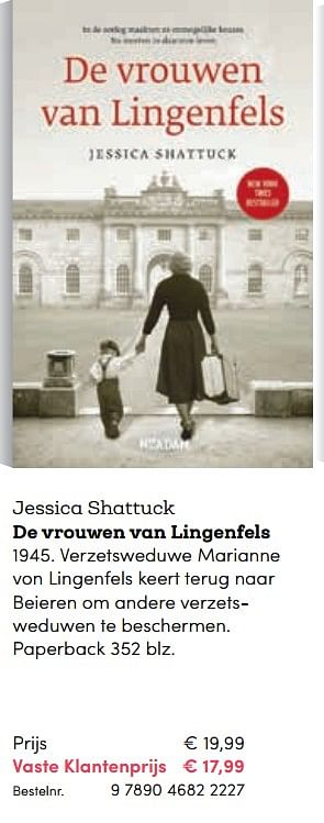 Promoties Jessica shattuck de vrouwen van lingenfels - Huismerk - BookSpot - Geldig van 16/04/2018 tot 30/06/2018 bij BookSpot