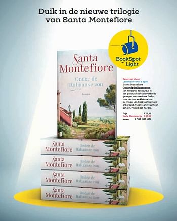 Promoties Santa montefiore onder de italiaanse zon - Huismerk - BookSpot - Geldig van 16/04/2018 tot 30/06/2018 bij BookSpot