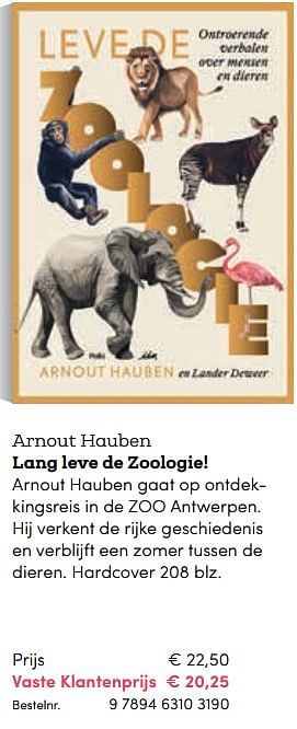 Promotions Arnout hauben lang leve de zoologie! - Huismerk - BookSpot - Valide de 16/04/2018 à 30/06/2018 chez BookSpot