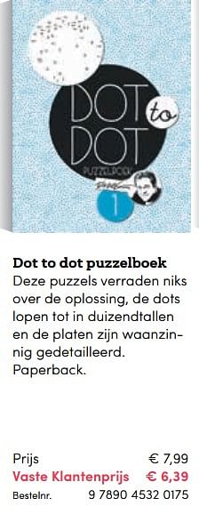 Promoties Dot to dot puzzelboek - Huismerk - BookSpot - Geldig van 16/04/2018 tot 30/06/2018 bij BookSpot