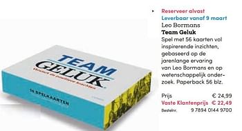 Promoties Leo bormans team geluk - Huismerk - BookSpot - Geldig van 16/04/2018 tot 30/06/2018 bij BookSpot
