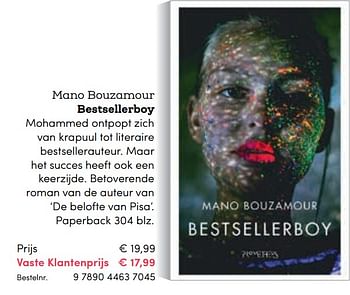 Promoties Mano bouzamour bestsellerboy - Huismerk - BookSpot - Geldig van 16/04/2018 tot 30/06/2018 bij BookSpot