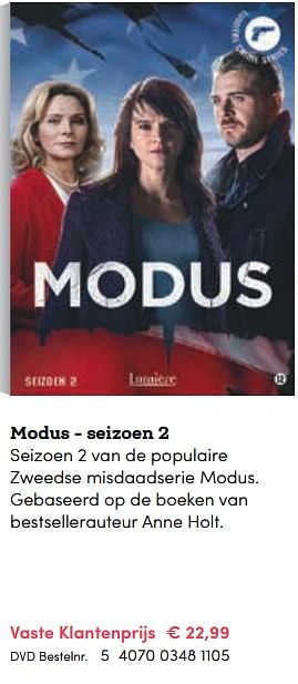 Promoties Modus - seizoen 2 - Huismerk - BookSpot - Geldig van 16/04/2018 tot 30/06/2018 bij BookSpot