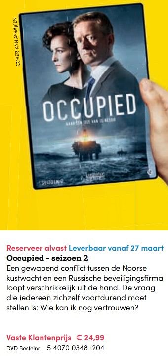 Promoties Occupied - seizoen 2 - Huismerk - BookSpot - Geldig van 16/04/2018 tot 30/06/2018 bij BookSpot