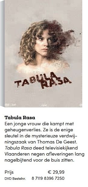 Promoties Tabula rasa - Huismerk - BookSpot - Geldig van 16/04/2018 tot 30/06/2018 bij BookSpot