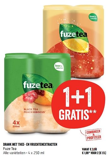 Promoties Drank met thee- en vruchtenextracten fuze tea - FuzeTea - Geldig van 19/04/2018 tot 25/04/2018 bij Delhaize