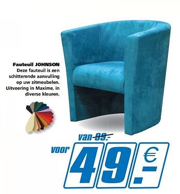 Promoties Fauteuil johnson - Huismerk - Seats and Sofas - Geldig van 23/04/2018 tot 01/05/2018 bij Seats and Sofas