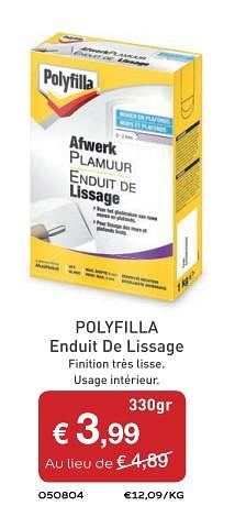 Promoties Enduit de lissage - Polyfilla - Geldig van 18/04/2018 tot 29/04/2018 bij Hubo