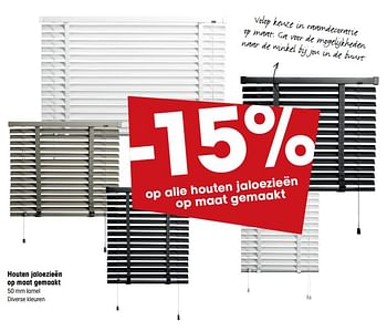 Promoties -15% houten jaloezieën op maat gemaakt - Huismerk - Kwantum - Geldig van 23/04/2018 tot 29/04/2018 bij Kwantum