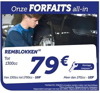 Promoties Forfaits remblokken - Huismerk - Auto 5  - Geldig van 23/04/2018 tot 21/05/2018 bij Auto 5