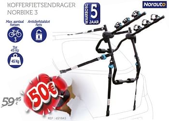Promoties Norauto kofferfietsendrager norbike 3 - Norauto - Geldig van 23/04/2018 tot 21/05/2018 bij Auto 5
