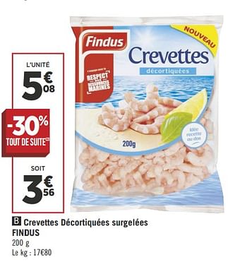 Promoties Crevettes décortiquées surgelées findus - Findus - Geldig van 17/04/2018 tot 28/04/2018 bij Géant Casino