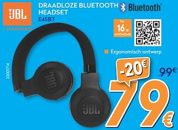 Promoties Jbl draadloze bluetooth headset e45bt - JBL - Geldig van 23/04/2018 tot 24/05/2018 bij Krefel