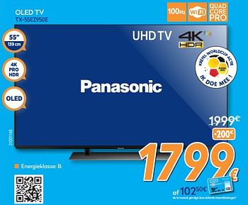 Promoties Panasonic oled tv tx-55ez950e - Panasonic - Geldig van 23/04/2018 tot 24/05/2018 bij Krefel