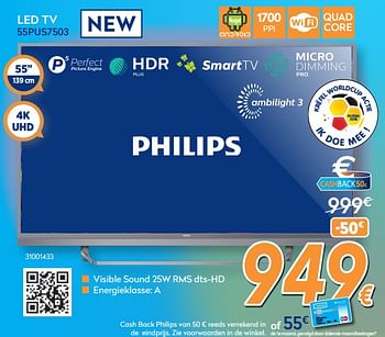 Promoties Philips led tv 55pus7503 - Philips - Geldig van 23/04/2018 tot 24/05/2018 bij Krefel
