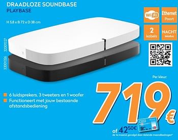 Promotions Sonos draadloze soundbase playbase - Sonos - Valide de 23/04/2018 à 24/05/2018 chez Krefel