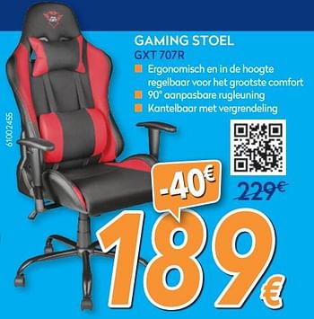 Promoties Trust gaming gaming stoel gxt 707r - Trust Gaming - Geldig van 23/04/2018 tot 24/05/2018 bij Krefel