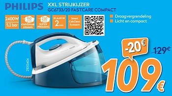 Promotions Philips xxl strijkijzer gc6733-20 fastcare compact - Philips - Valide de 23/04/2018 à 24/05/2018 chez Krefel