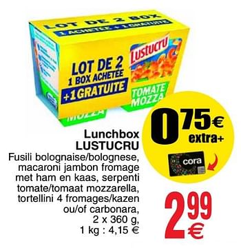 Promoties Lunchbox lustucru - Lustucru - Geldig van 24/04/2018 tot 30/04/2018 bij Cora