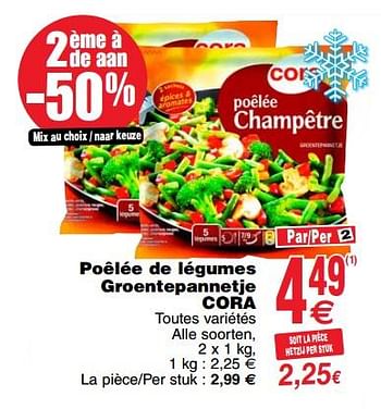 Promoties Poêlée de légumes groentepannetje cora - Huismerk - Cora - Geldig van 24/04/2018 tot 30/04/2018 bij Cora