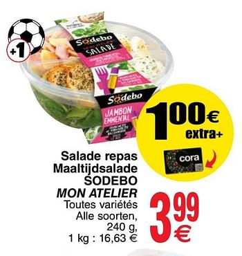 Promoties Salade repas maaltijdsalade sodebo mon atelier - Sodebo - Geldig van 24/04/2018 tot 30/04/2018 bij Cora