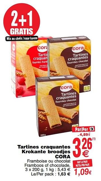 Promoties Tartines craquantes krokante broodjes cora - Huismerk - Cora - Geldig van 24/04/2018 tot 30/04/2018 bij Cora