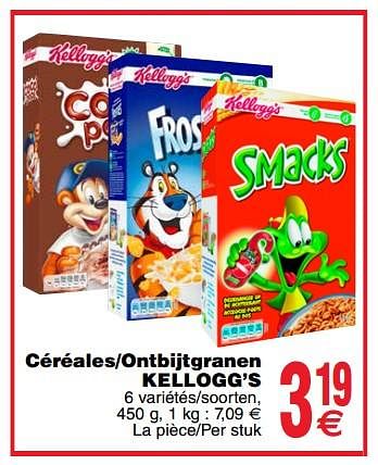 Promotions Céréales-ontbijtgranen kellogg`s - Kellogg's - Valide de 24/04/2018 à 30/04/2018 chez Cora