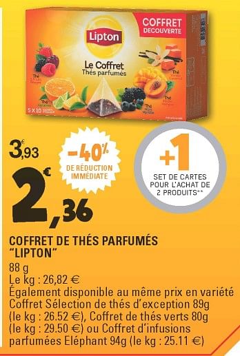 Promotions Coffret de thés parfumés - Lipton - Valide de 17/04/2018 à 28/04/2018 chez E.Leclerc