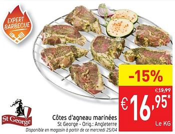 Promotions Côtes d`agneau marinées - St George  - Valide de 24/04/2018 à 01/05/2018 chez Intermarche